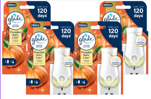 Glade Pumpkin Spice Latte Plug In And 20 ml Refill Kit x 4
